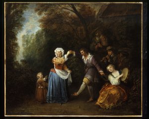 Country Dance (olja på duk) av Jean-Antoine Watteau