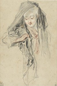 Kvinna med slöja av Jean-Antoine Watteau