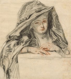 Frau in Schwarz, ca. 1719 von Jean Antoine Watteau