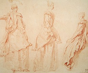 Drei Frauen, eine sitzt rechts