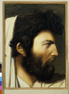 Porträtt av en man av profil. Anonym målning. Musee Granet, Aix en provence