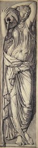 En nymf (grafit på papper) (för par se 283230) av Jean Auguste Dominique Ingres