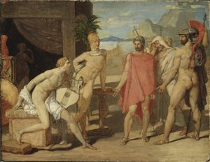 Akilles tar emot i sitt tält Agamemnons sändebud, 1801 av Jean Auguste Dominique Ingres