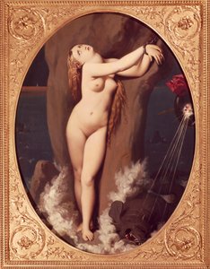 Angelica kedjad av Jean Auguste Dominique Ingres (1780-1867), olja på duk, 97x75 cm, Första versionen av Ruggiero som räddar Angelica av Jean Auguste Dominique Ingres