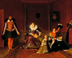 Henrik IV överraskad av den spanska ambassadören när han lekte med sina barn, av Jean Auguste Dominique Ingres (1780-1867). av Jean Auguste Dominique Ingres