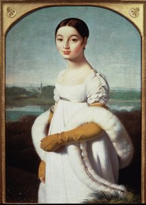 Porträtt av Mademoiselle Caroline Riviere - olja på duk av Jean Auguste Dominique Ingres
