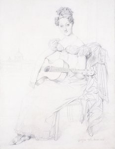 Porträtt av fröken Elizabeth Keating som spelar sin gitarr, 1816 av Jean Auguste Dominique Ingres