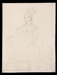 Porträtt av drottning Caroline Murat (penna på papper) av Jean Auguste Dominique Ingres