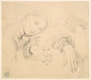 Studieark med chefen för Fornarina och Madame de Senonnes händer av Jean Auguste Dominique Ingres