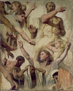 Studier för The Martyrdom of St. Symphorien (Saint, Mother and Proconsul), 1833 (olja över grafit & röd krita på duk) av Jean Auguste Dominique Ingres