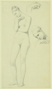 Studier till figuren Stratonice, ca 1834-40 (blyerts på papper) av Jean Auguste Dominique Ingres