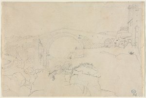Ponte dellAbbadia vid Vulci, första hälften av 1800-talet. av Jean Auguste Dominique Ingres