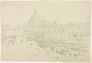 Vy över Sankt Peterskyrkan i Rom av Jean Auguste Dominique Ingres