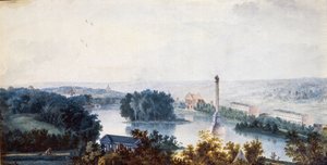 ""Tsarskoye Selo. The Chesme Column"" av Jean Balthazard de la Traverse (1700-talet), Akvarell på papper av Jean Balthazard de la Traverse