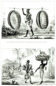 Huvudkorgar och en fjäderfäsäljare, från "Picturesque and Historical Journey to Brazil"