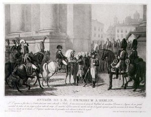 Napoleons intåg i Berlin i oktober 1806, graverad av Louis Jean Allais (1762-1833) (litho)
