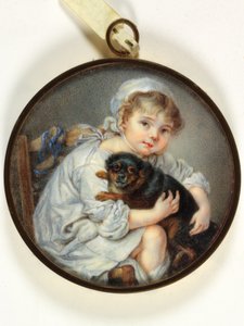 Den lilla flickan med en hund (emalj)