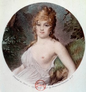 Porträtt av Madame Tallian, född Cabarrus, prinsessan av Caraman - Chimay (1773-1835) kallad Notre Dame de Thermidor Litografi efter Jean-Baptiste Isabey (1767-1855) 1895 Paris, Musee Carnavalet