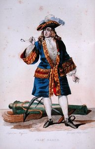 Porträtt av Jean Bart (1651-1702) ca 1830 (färgad gravyr) av Jean Baptiste (after) Mauzaisse