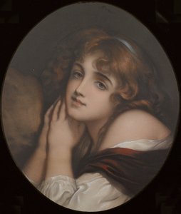 Innocence, porträtt av en kvinna (färgad gravyr) av Jean Baptiste (manner of) Greuze
