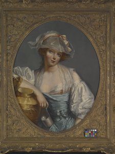 En ung tjänsteflicka (olja på duk) av Jean Baptiste (school of) Greuze