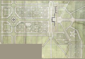 Design för Strelna-palatset och parken, 1717 av Jean Baptiste Alexandre Le Blond
