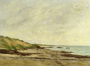 En kustvy med figurer på en strand, 1872 (olja)
