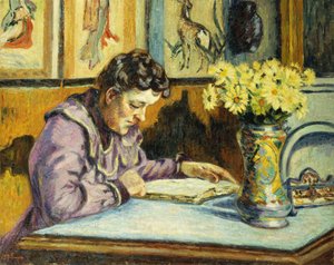 Kvinnaläsning; Kvinna som läser, ca 1895