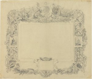Design för en gräns med ett porträtt av baron Cuvier av Jean Baptiste Arnout