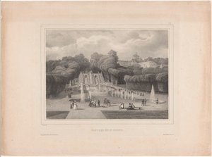 Fontän vid Château de Saint-Cloud Cascade de St. Cloud (titel på objekt) Fantastisk utsikt över Paris (serietitel) av Jean Baptiste Arnout