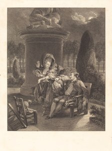 Thuileries kväll av Jean Baptiste Blaise Simonet after Pierre Antoine Baudouin
