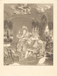 Thuileries kväll av Jean Baptiste Blaise Simonet after Pierre Antoine Baudouin