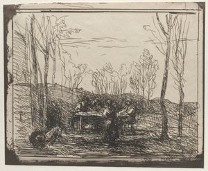 Frühstück in einer Lichtung, Originaldruck 1857, gedruckt 1921 von Jean Baptiste Camille Corot