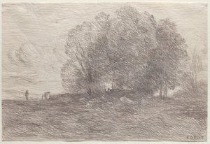 Grupp av träd, 1858. av Jean Baptiste Camille Corot