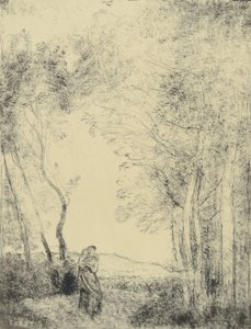 Junge Mutter am Waldeingang