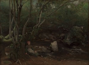 Lormes: Get-Girl Sitting Beside a Stream in a Forest, 1842.