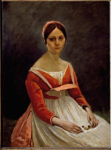 Porträtt av flickan (olja på duk av Jean Baptiste Camille Corot