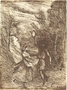 Saltarello av Jean Baptiste Camille Corot