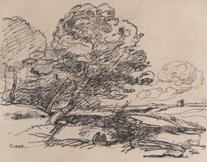 Det ensamma tornet, 1871. av Jean Baptiste Camille Corot