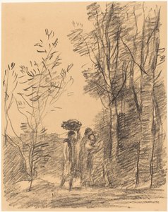 Das Treffen im Wald von Jean Baptiste Camille Corot