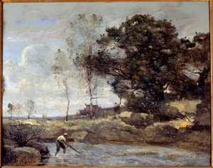 Nätlyftet. Målning av Camille Corot (1796-1875) av Jean Baptiste Camille Corot