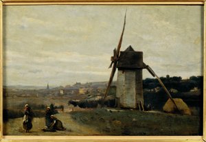 Eine Windmühle. Etretat von Jean-Baptiste-Camille Corot