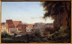 Blick auf das Kolosseum in Rom von den Farnese-Gärten. Gemälde von Camille Corot (1796-1875) 1826