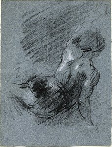 Bakifrån av sittande figur som lyfter vänster arm av Jean Baptiste Carpeaux