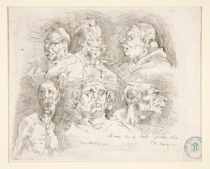 Skisser av groteska huvuden av Jean Baptiste Carpeaux