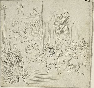 Ryttarscen i en stad av Jean Baptiste Carpeaux