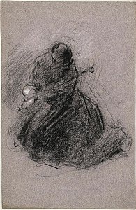Sankt Franciskus (recto); Två figurer (verso) av Jean Baptiste Carpeaux