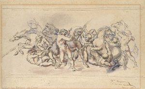 Start av Barberihästarnas lopp, Rom, 1860. av Jean Baptiste Carpeaux
