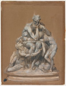 Studera för skulpturen Ugolino och hans barn