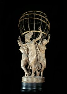 De fyra delarna av världen som stödjer den terrestra skulpturen av Jean Baptiste (Jean-Baptiste) Carpeaux (1827-1875) 1800-talets Paris, Musee d
